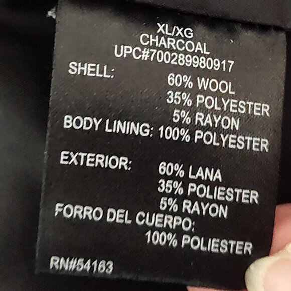 Calvin Klein charcoal double breastedX pea coat, Excellent used cond., size XLut - Picture 4 of 4